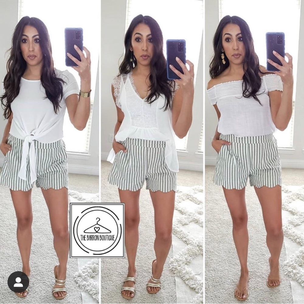 Kristin Scalloped Shorts in Olive